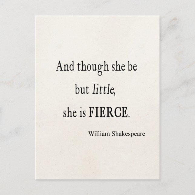 Shakespeare Quote She Be Little But Fierce Quotes Postcard (Front)
