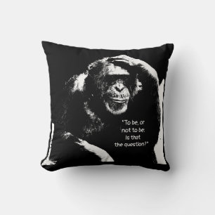 Shakespeare Quote Thinking Monkey Pop Art Cushion