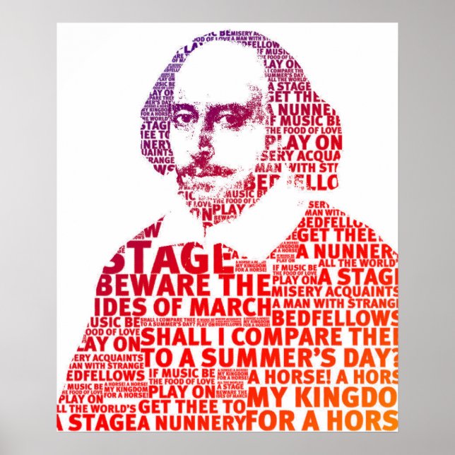 Shakespeare red gradient text design poster (Front)