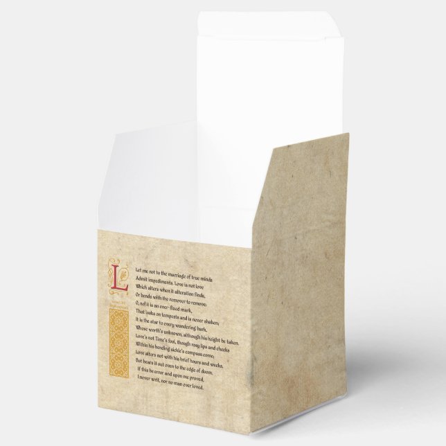 Shakespeare Sonnet 116 (CXVI) on Parchment Favour Box (Opened)