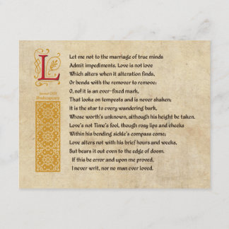 Shakespeare Sonnet 116 (CXVI) on Parchment Invitation