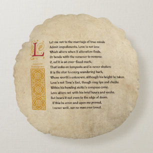 Shakespeare Sonnet 116 (CXVI) on Parchment Round Cushion