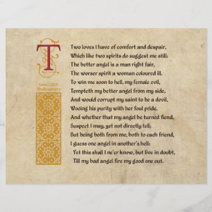 Shakespeare Sonnet 144 (CXLIV) on Parchment Flyer