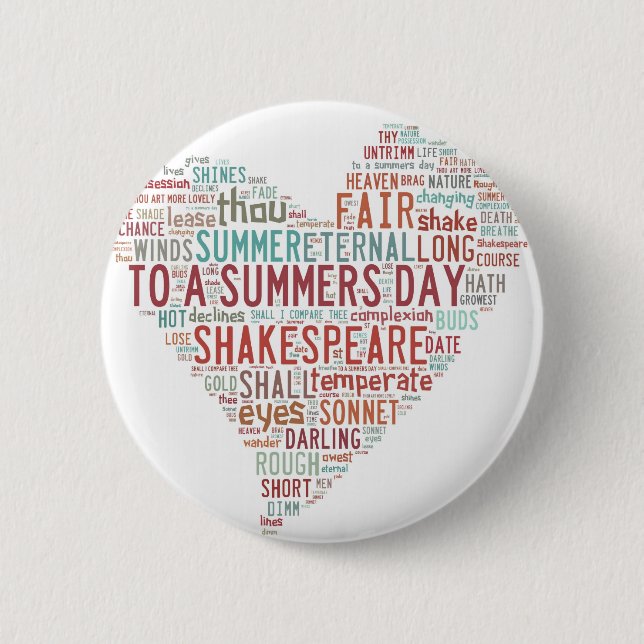 Shakespeare Sonnet 18 6 Cm Round Badge (Front)
