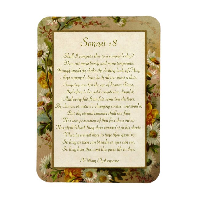 Shakespeare Sonnet 18 Magnet (Vertical)