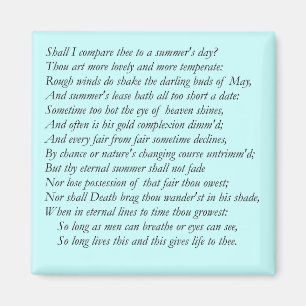 Shakespeare Sonnet # 18 Magnet