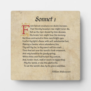Shakespeare Sonnet 1 Parchment Plaque