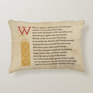 Shakespeare Sonnet 29 (XXIX) on Parchment Decorative Cushion