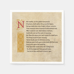 Shakespeare Sonnet 55 (LV) on Parchment Napkin