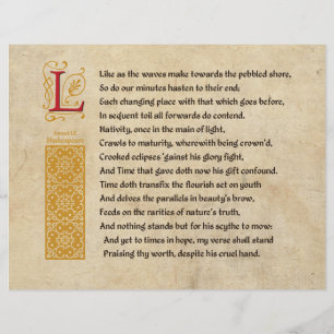 Shakespeare Sonnet 60 (LX) on Parchment Flyer