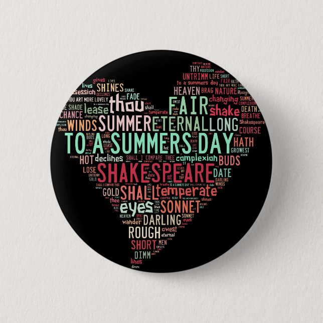 Shakespeare Sonnet 6 Cm Round Badge (Front)