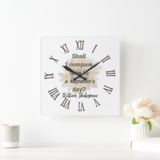 Shakespeare Summer Quote Decor For Home Square Wall Clock