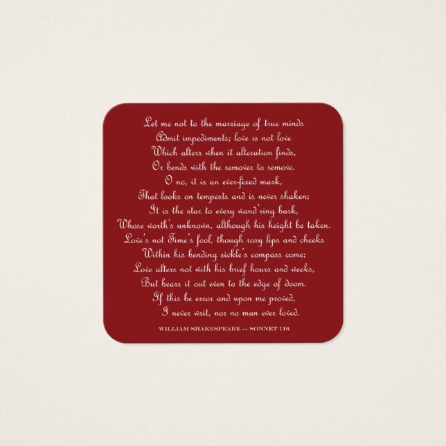 Shakespeare's Sonnet 116 Square Magnet (Front)