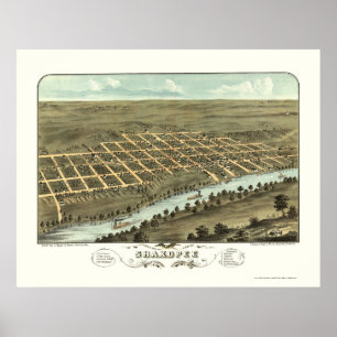 Shakopee, MN Panoramic Map - 1869 Poster