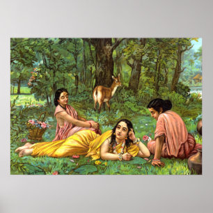 Shakuntala Patralekhana by Raja Ravi Varma Poster