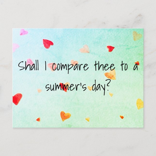 Shall I compare thee to a summer’s day? Sonnet 18 Postcard (Front)