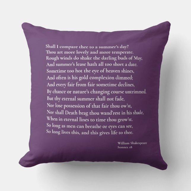 Shall I compare thee to a summer's day? sonnet 18 Cushion (Front)