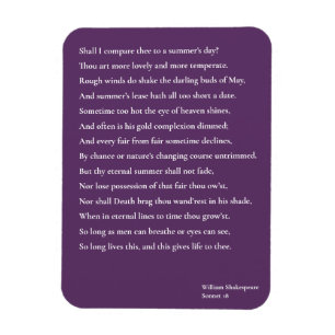 Shall I compare thee to a summer's day? sonnet 18 Magnet