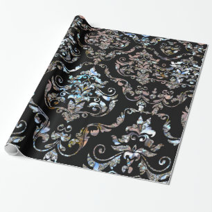 Shalliveye III Baroque Damask Glossy Wrapping Paper