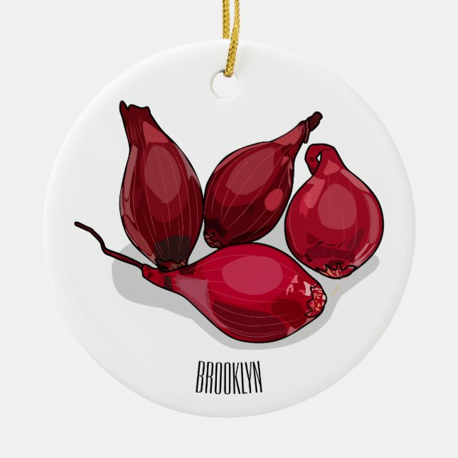 Shallot cartoon illustration ceramic ornament (Front)