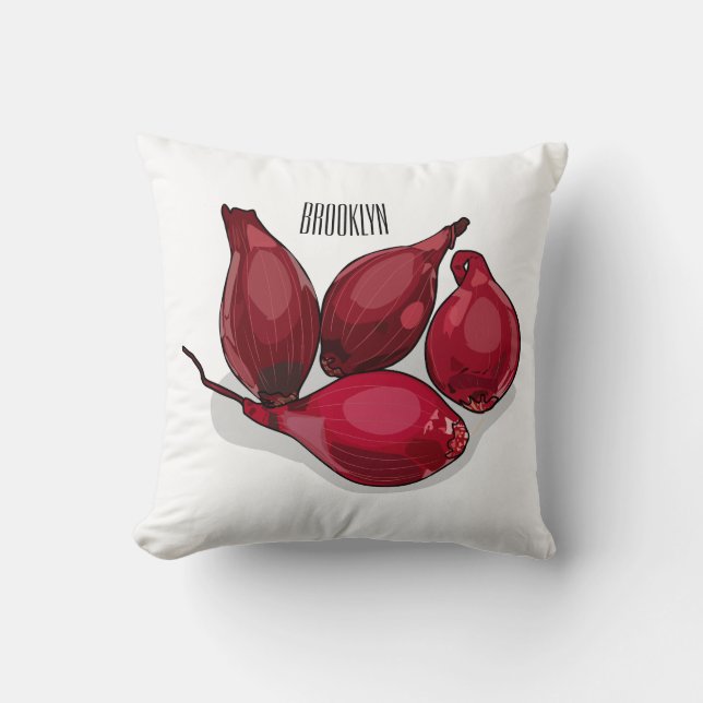 Shallot cartoon illustration cushion (Front)