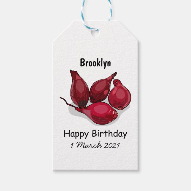 Shallot cartoon illustration gift tags (Front)