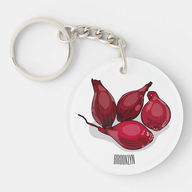 Shallot cartoon illustration key ring (Front)