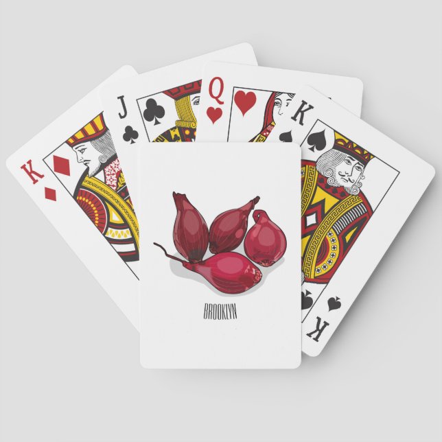 Shallot cartoon illustration playing cards (Back)