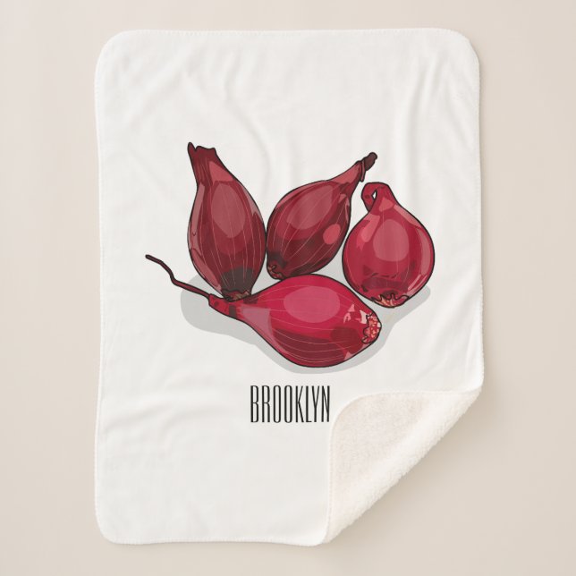 Shallot cartoon illustration sherpa blanket (Front)