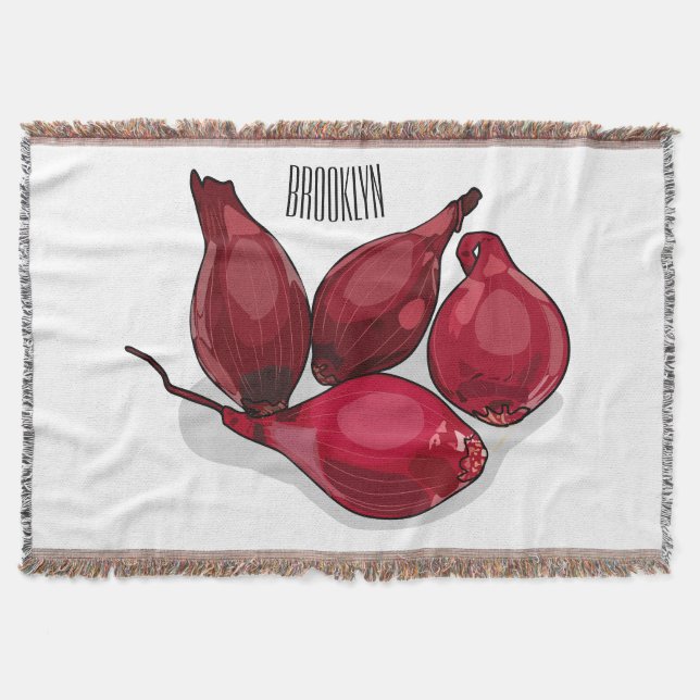 Shallot cartoon illustration throw blanket (Front)