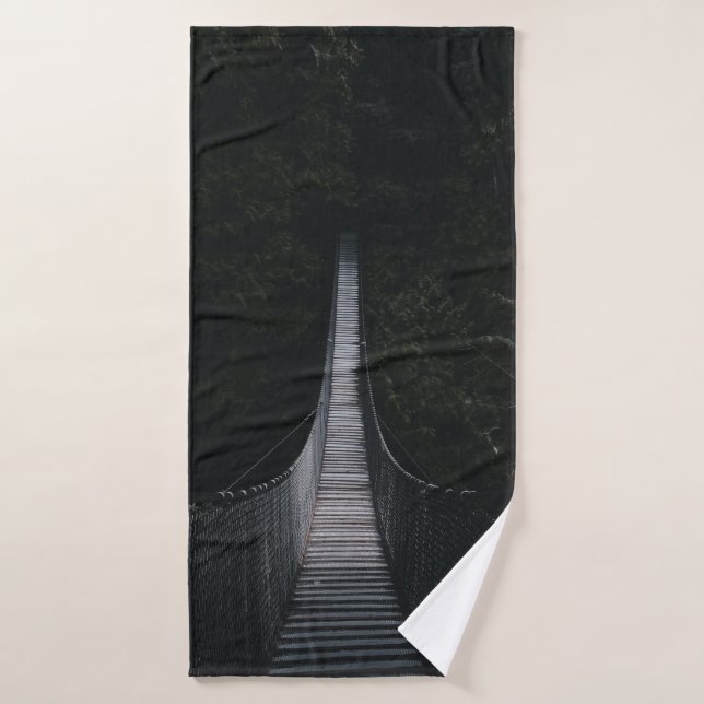 SHALLOW FOCUS PHOTO OF BROWN WOODEN BRIDGE BATH TOWEL (Bath Towel)