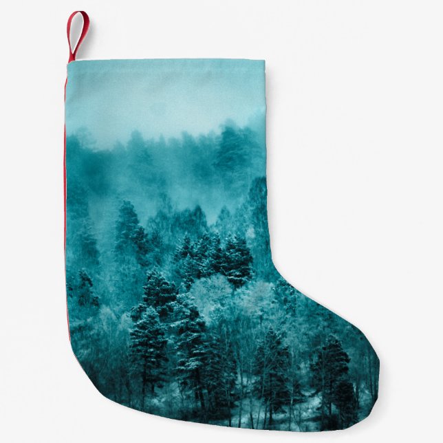 SHALLOW FOCUS PHOTO OF GREEN TREES DURING DAYTIME SMALL CHRISTMAS STOCKING (Front)