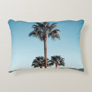 Shallow focus photo of palm trees in the morning decorative cushion