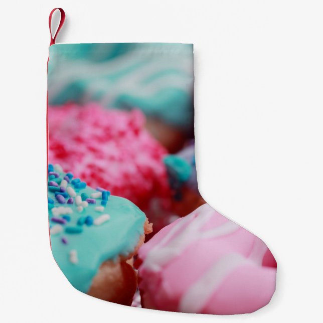SHALLOW FOCUS PHOTOGRAPHY OF ASSORTED DOUGHNUTS WI SMALL CHRISTMAS STOCKING (Front)