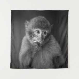 SHALLOW FOCUS PHOTOGRAPHY OF BLACK MONKEY TAPESTRY
