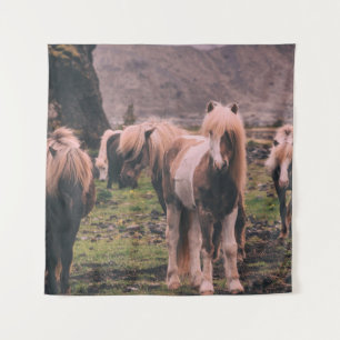 SHALLOW FOCUS PHOTOGRAPHY OF HORSES TAPESTRY
