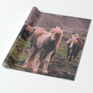 SHALLOW FOCUS PHOTOGRAPHY OF HORSES WRAPPING PAPER