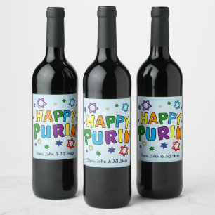 Shaloch Manot - Personalised Blue Wine Label