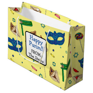 Shaloch Manot - Personalised Yellow Large Gift Bag