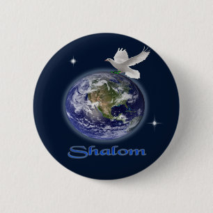 shalom 6 cm round badge