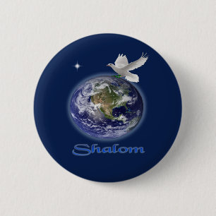 shalom 6 cm round badge