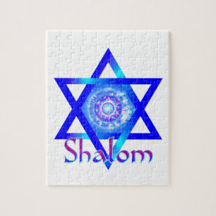 Shalom and Blue Star of David Jigsaw Puzzle
