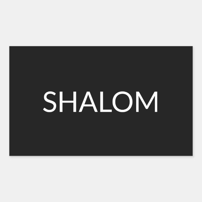 Shalom black white peace in Hebrew minimalist Rectangular Sticker (Front)