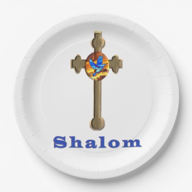 Shalom cross paper plate (Front)