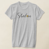 Shalom Cursive Font Jewish Soft Grey T-Shirt