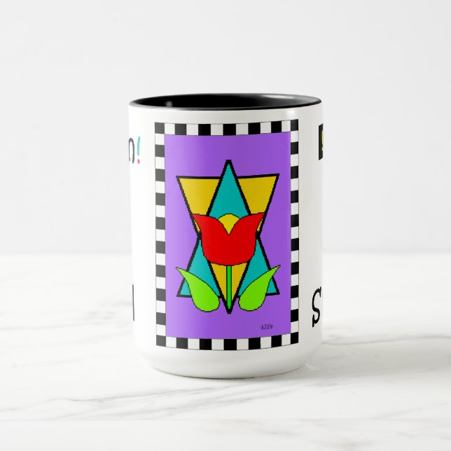 Shalom flower over Star of David mug (Center)