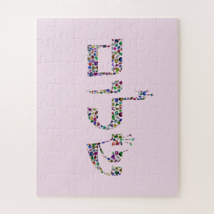 Shalom Gemstone Art - Peace in Hebrew Jigsaw Puzzle