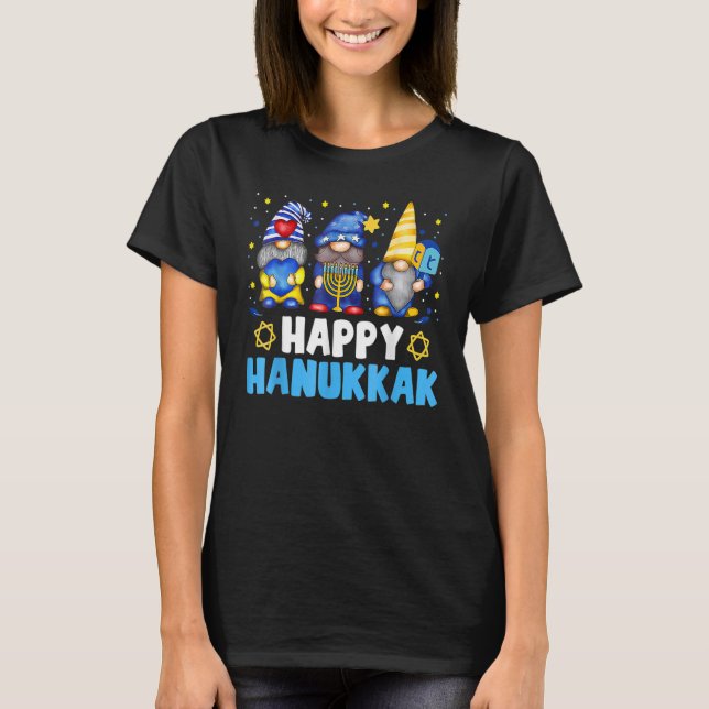 Shalom Gnome Happy Hanukkah Chanukkah Jewish Dreid T-Shirt (Front)