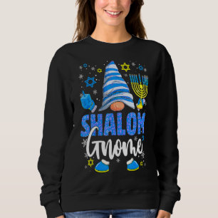 Shalom Gnome Menorah Dreidel Hanukkah Chanukah Jew Sweatshirt