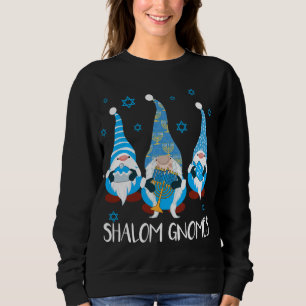 Shalom Gnomes Happy Chanukah Menorah Hanukkah Jewi Sweatshirt